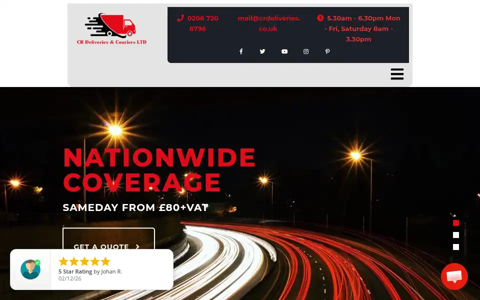 Screenshot of crdeliveries.co.uk