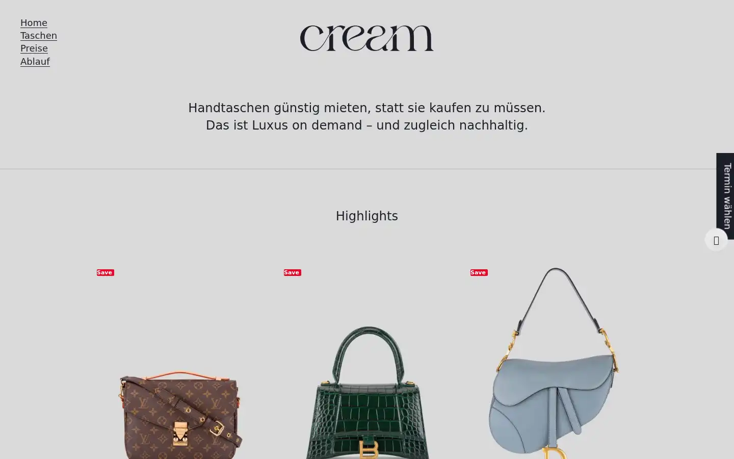 Screenshot of cream-bags.de