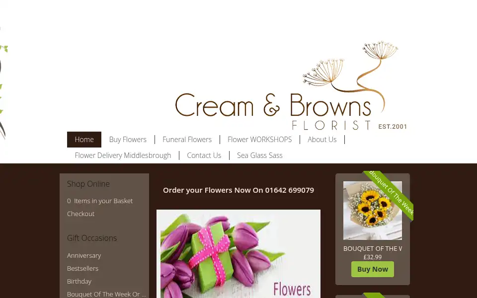 Screenshot of creamandbrowns.com