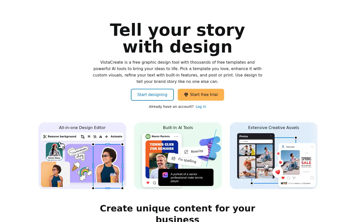 Screenshot of create.vista.com