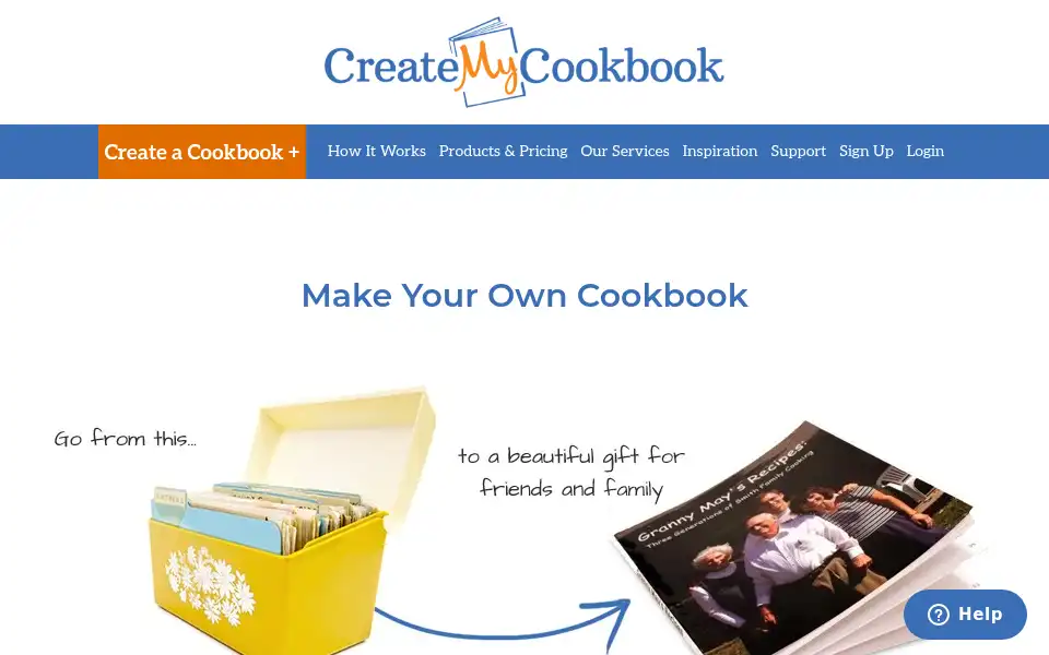 Screenshot of createmycookbook.com