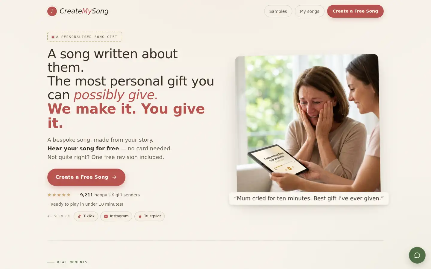 Screenshot of createmysong.co.uk