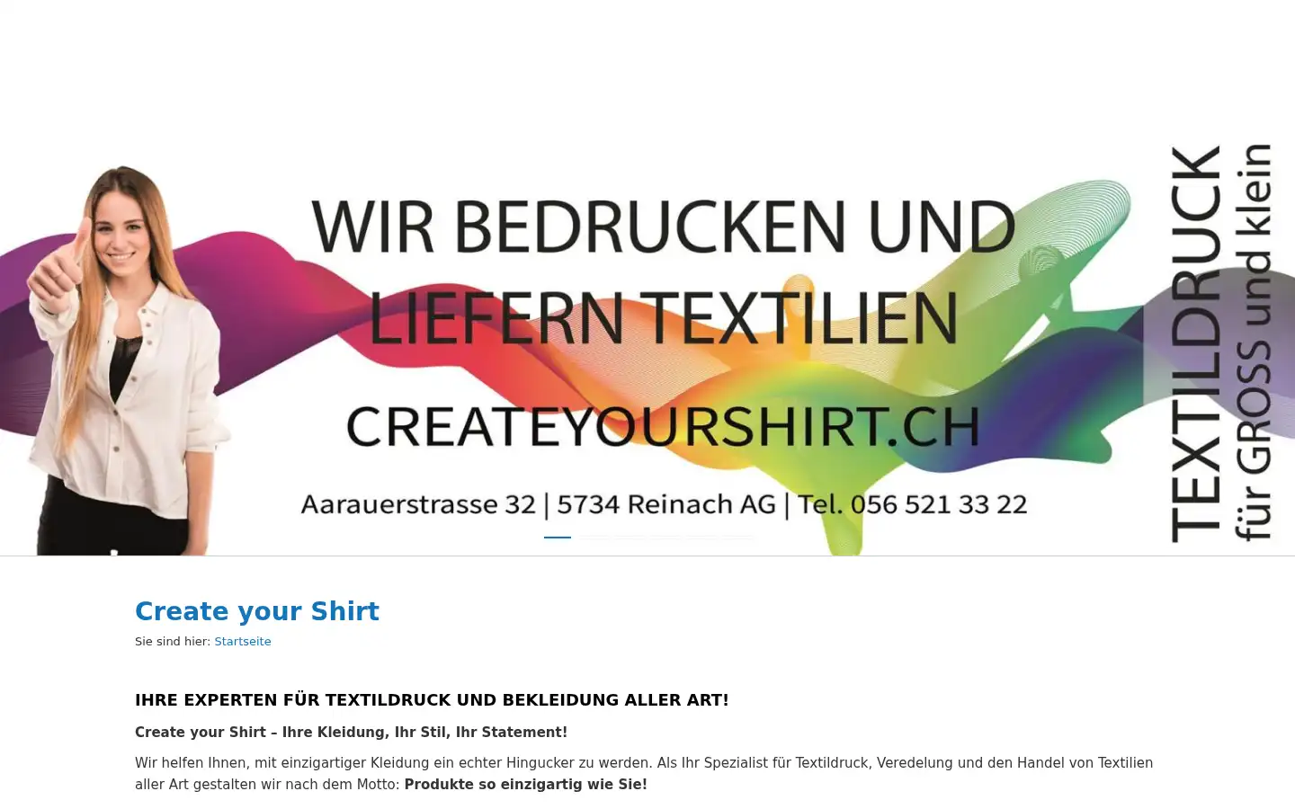 Screenshot of createyourshirt.ch