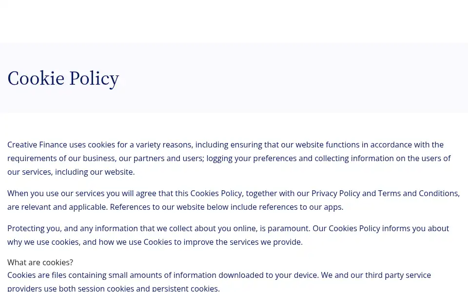 Screenshot of creativefinance.co.uk