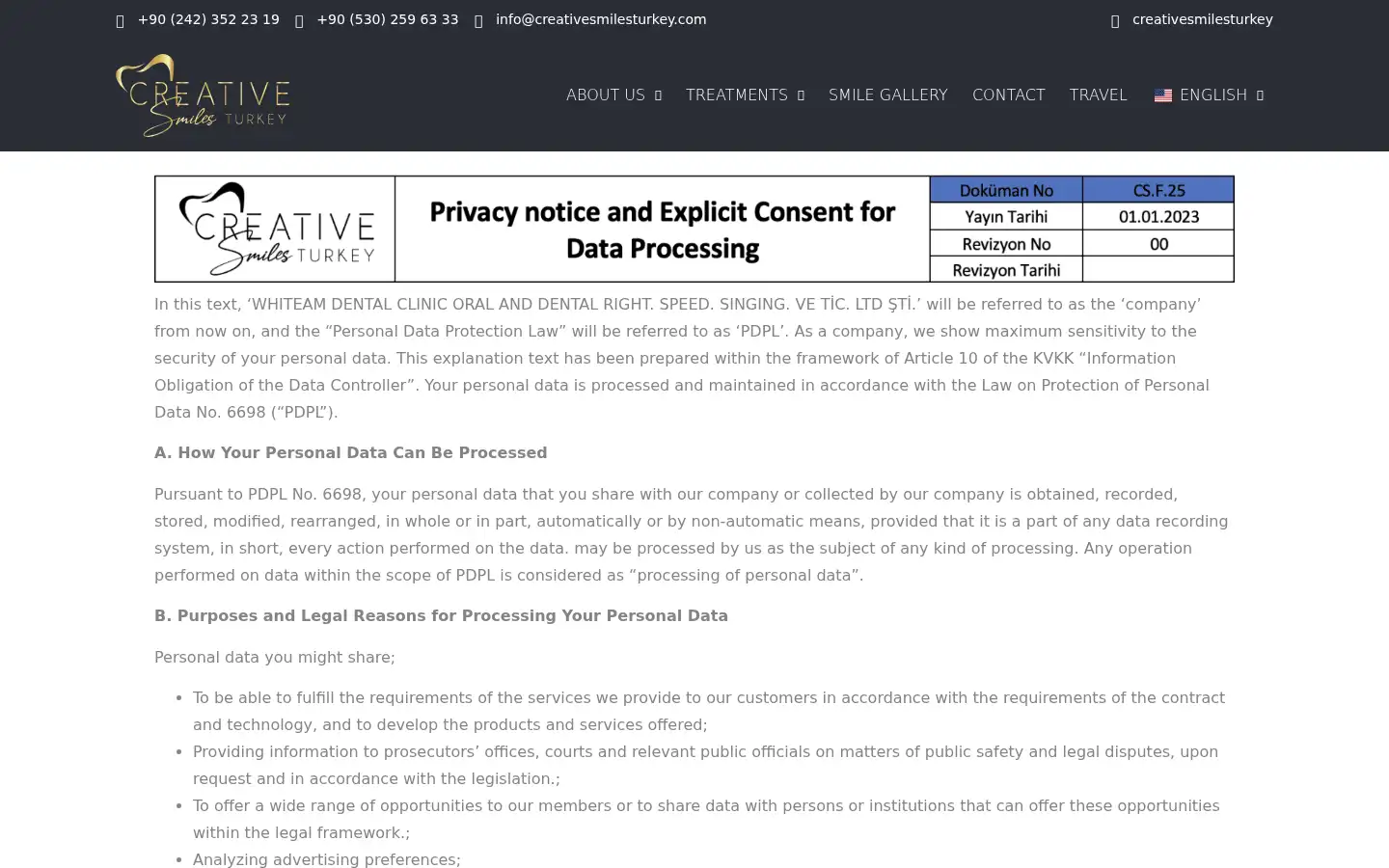 Screenshot of creativesmilesturkey.com