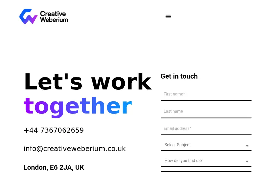 Screenshot of creativeweberium.co.uk