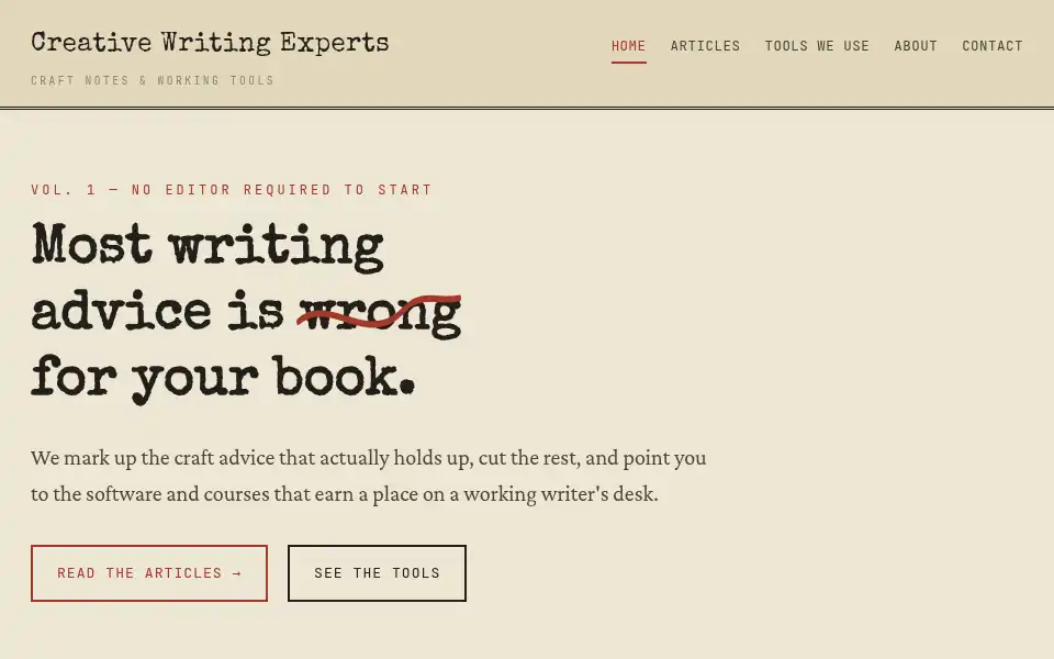 Screenshot of creativewritingexperts.com