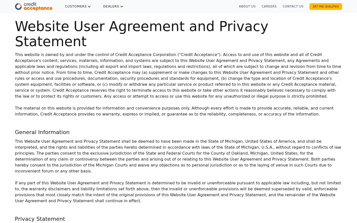 Screenshot of creditacceptance.com