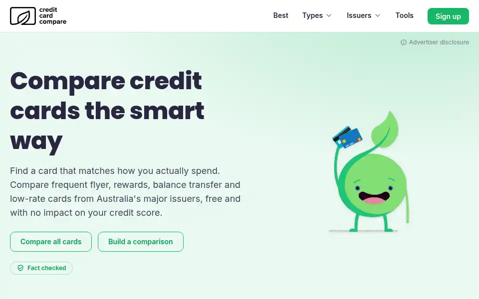Screenshot of creditcardcompare.com.au