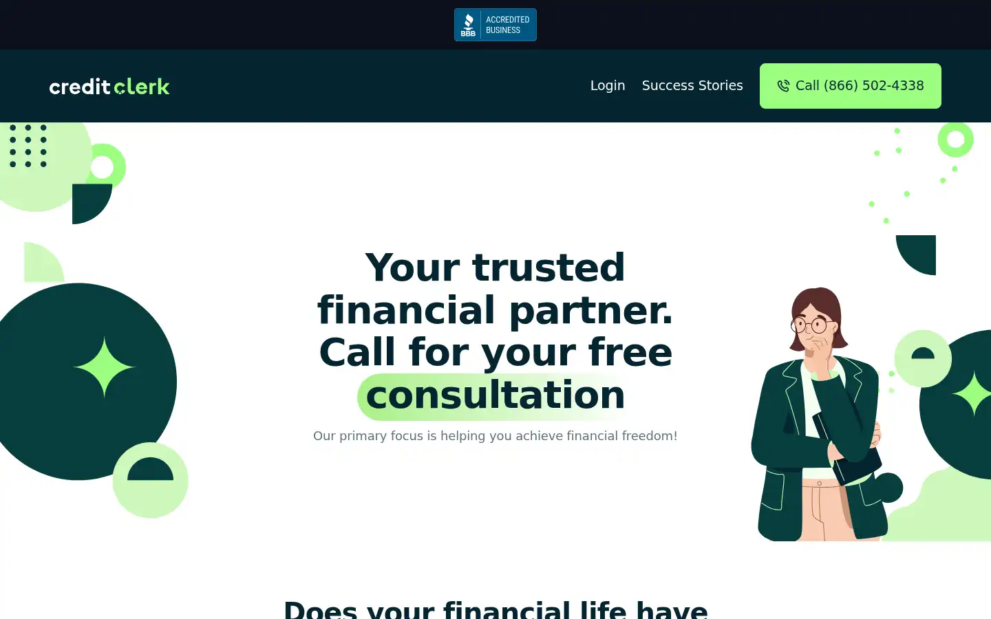 Screenshot of creditclerk.com