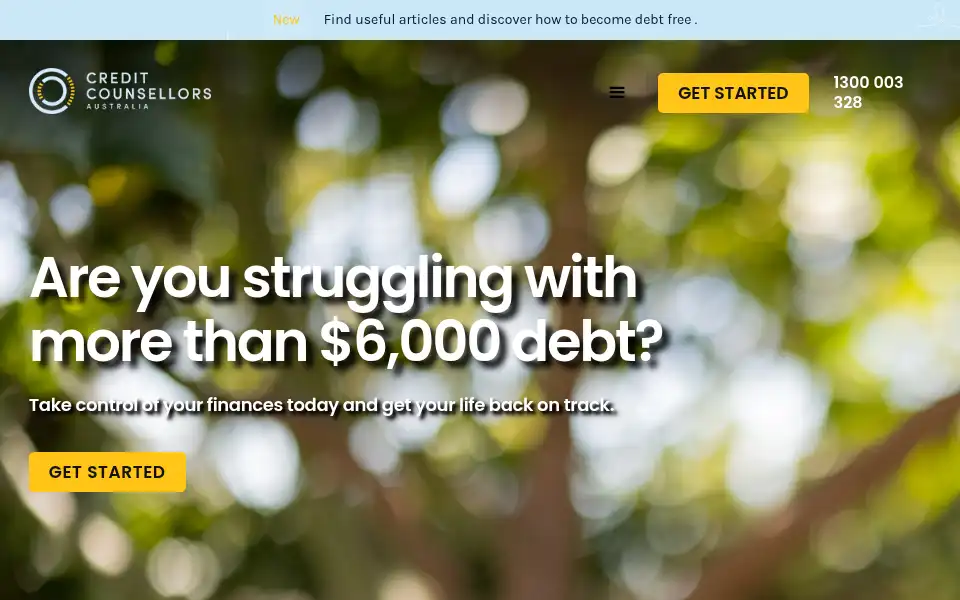 Screenshot of creditcounsellors.com.au