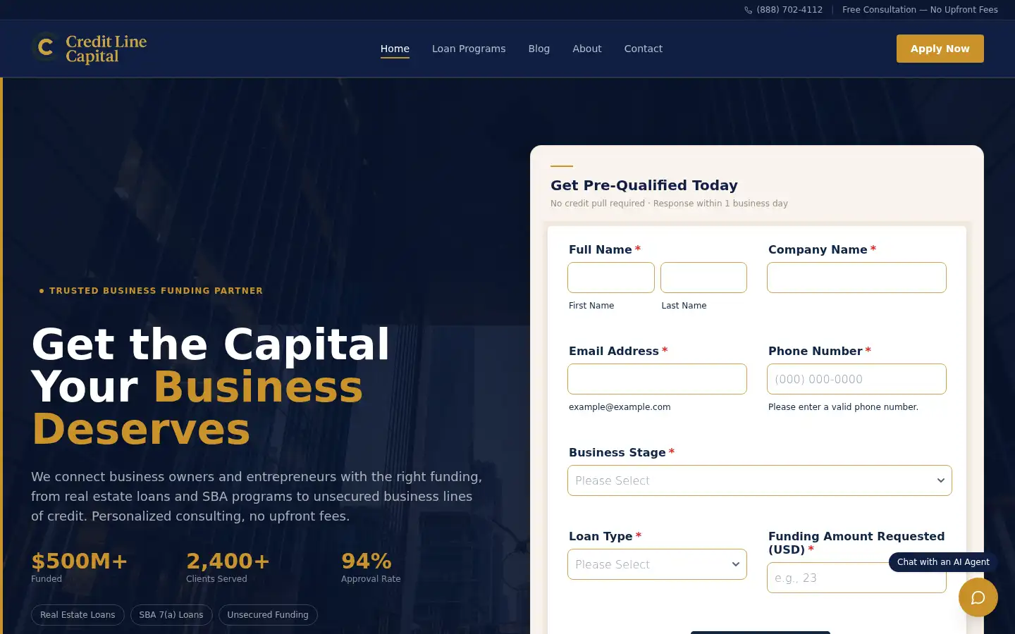 Screenshot of creditlinecap.com