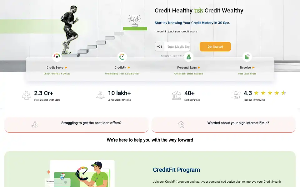 Screenshot of creditmantri.com