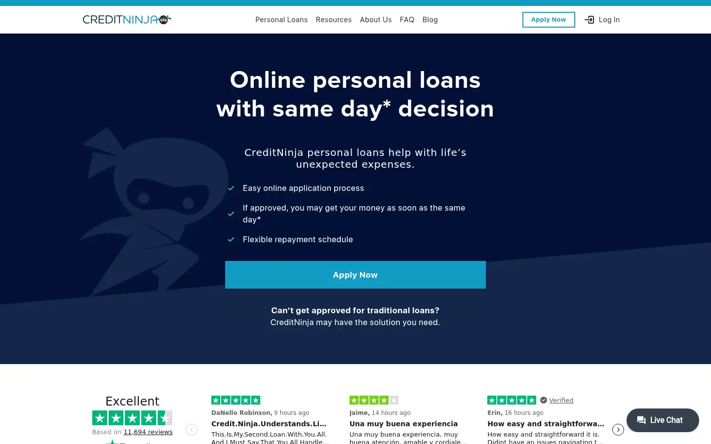 Screenshot of creditninja.com