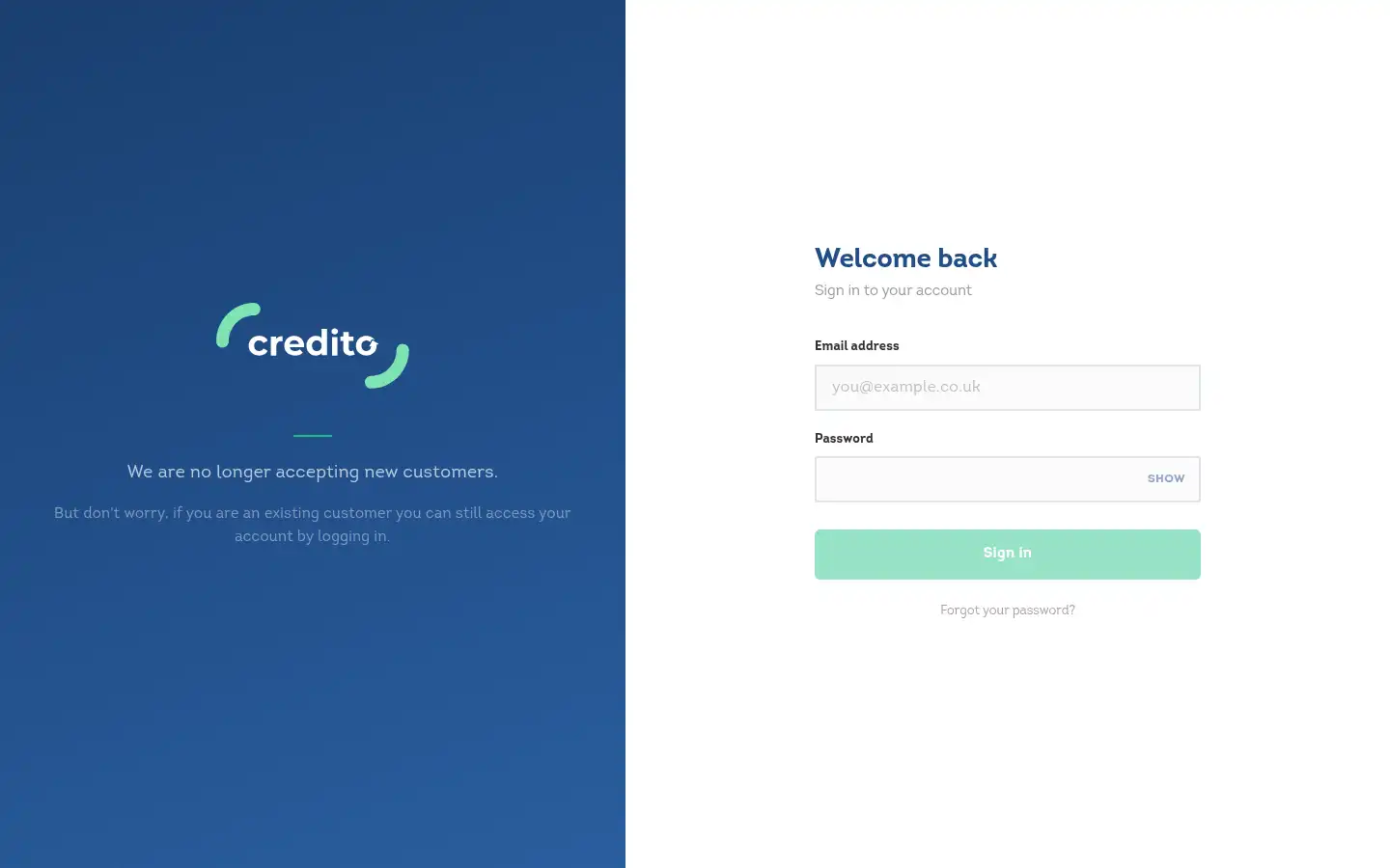 Screenshot of credito.co.uk