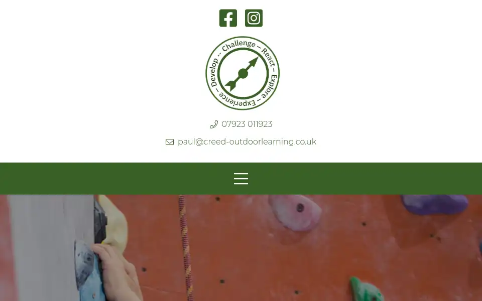 Screenshot of creed-outdoorlearning.co.uk