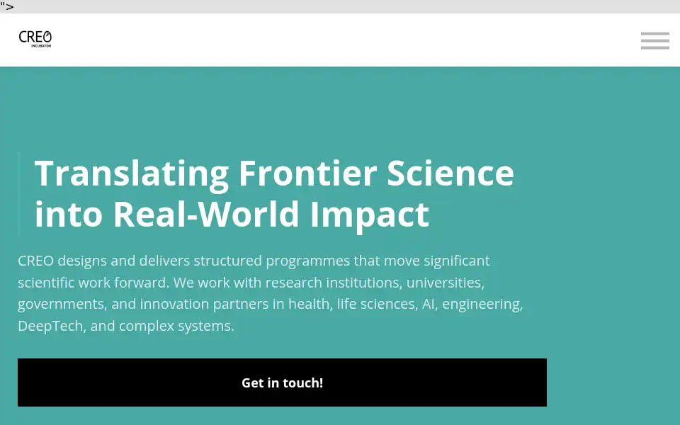 Screenshot of creoincubator.com