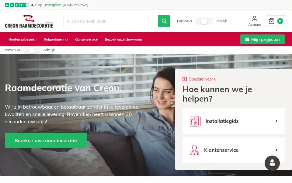 Screenshot of creon-raamdecoratie.nl