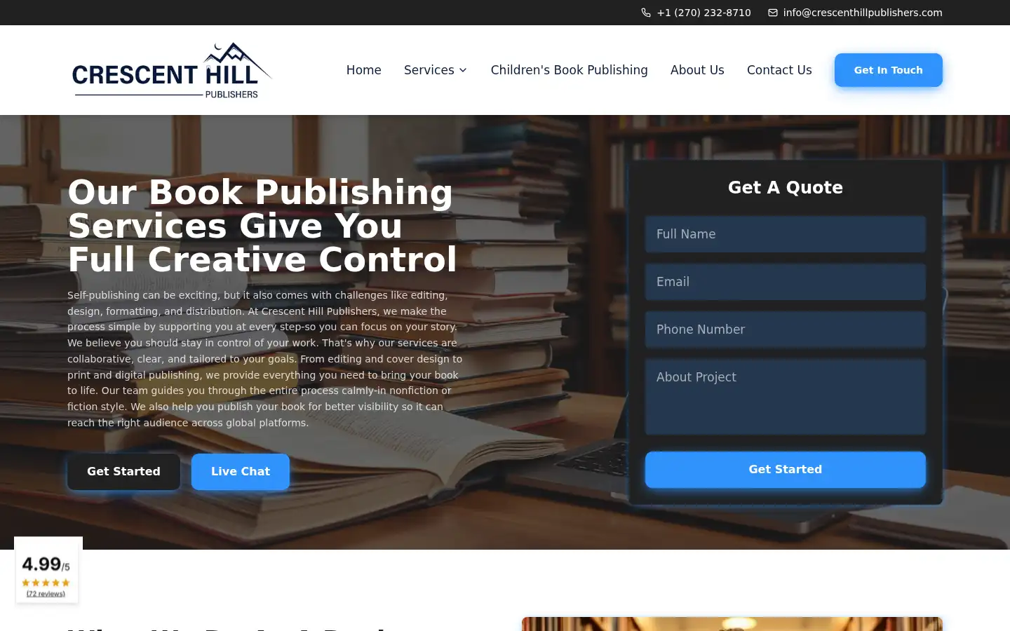 Screenshot of crescenthillpublishers.com