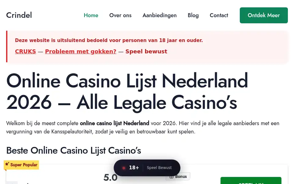 Screenshot of crindel.nl