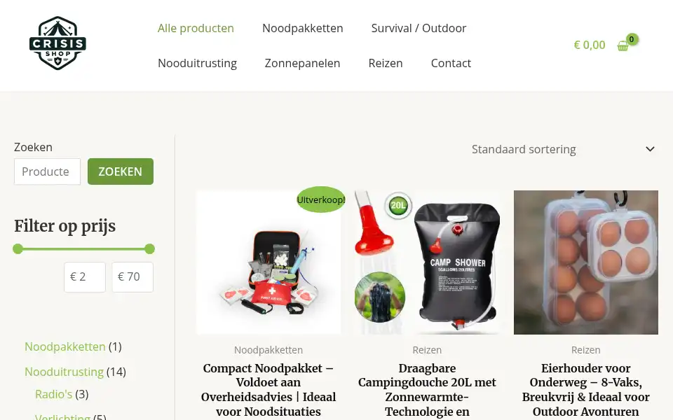 Screenshot of crisisshop.nl