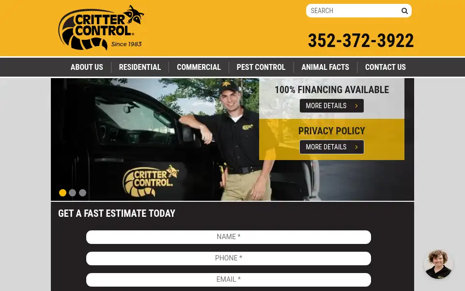 Screenshot of crittercontrolgainesville.com
