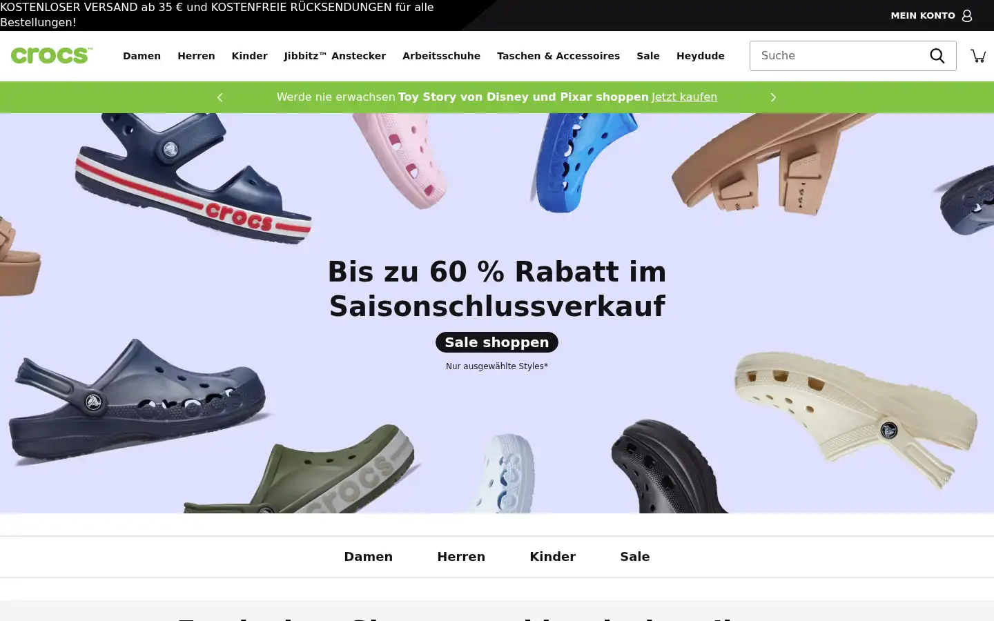 Screenshot of crocs.de