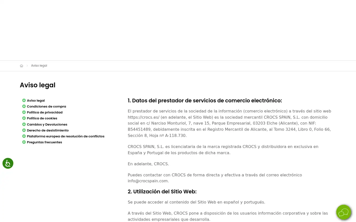 Screenshot of crocs.es