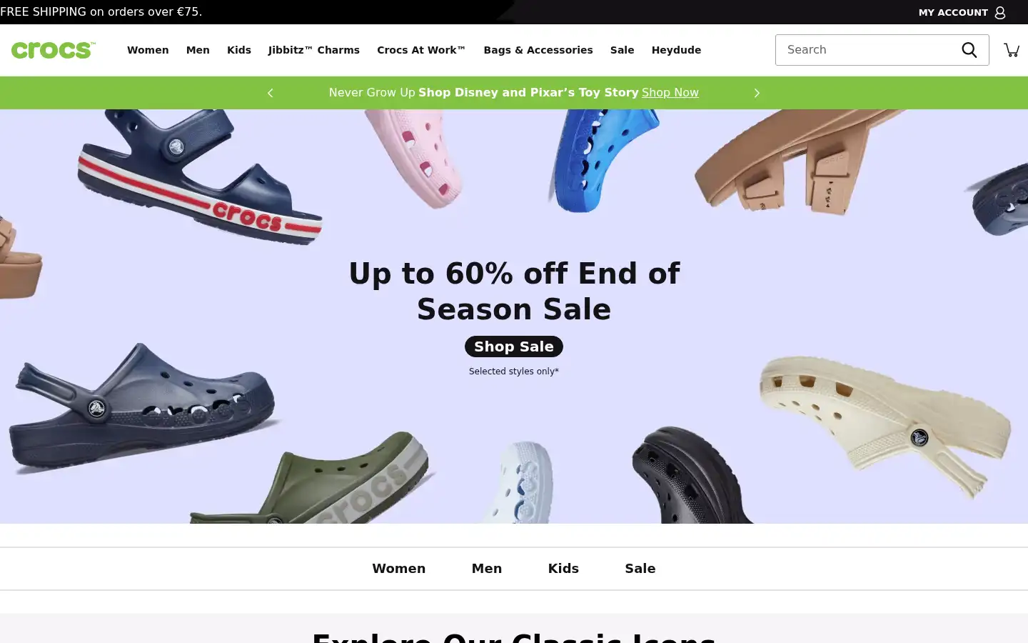 Screenshot of crocs.eu