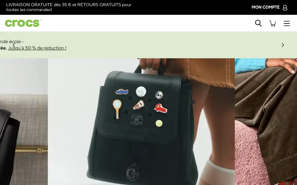 Screenshot of crocs.fr