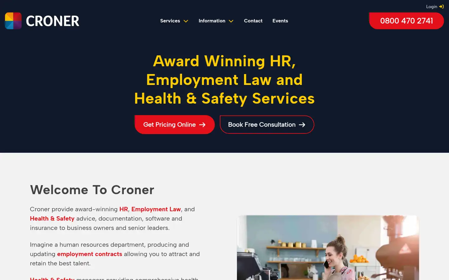 Screenshot of croner.co.uk