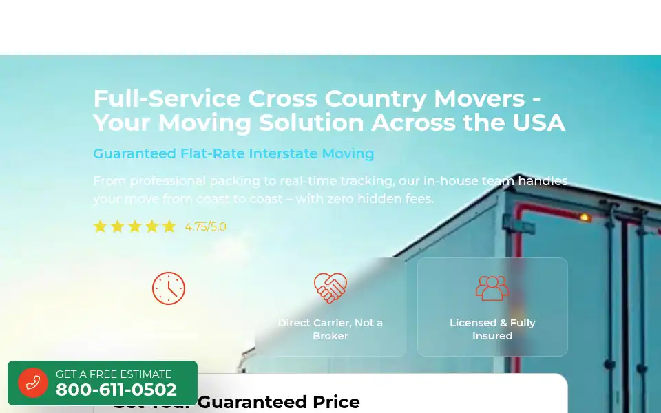 Screenshot of crosscountrymovers.com