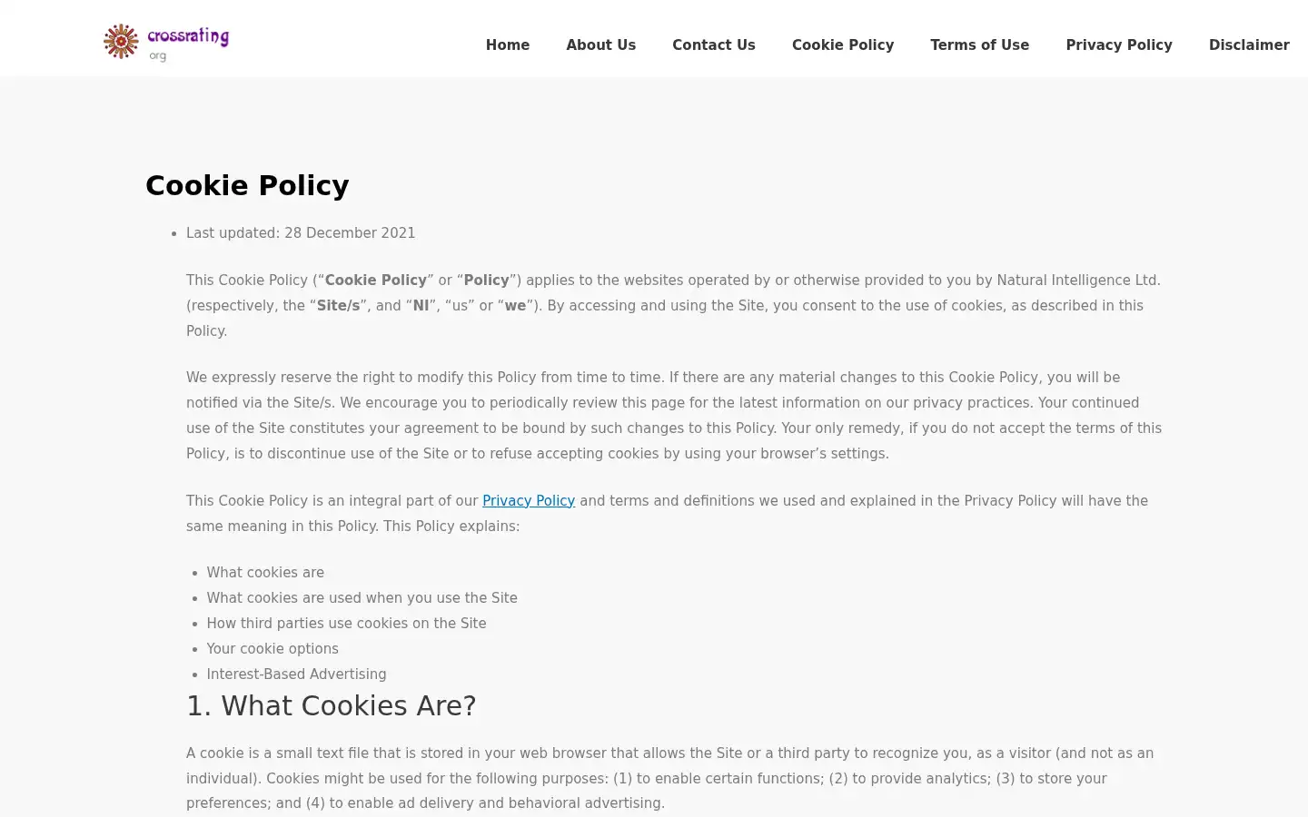 Screenshot of crossrating.org