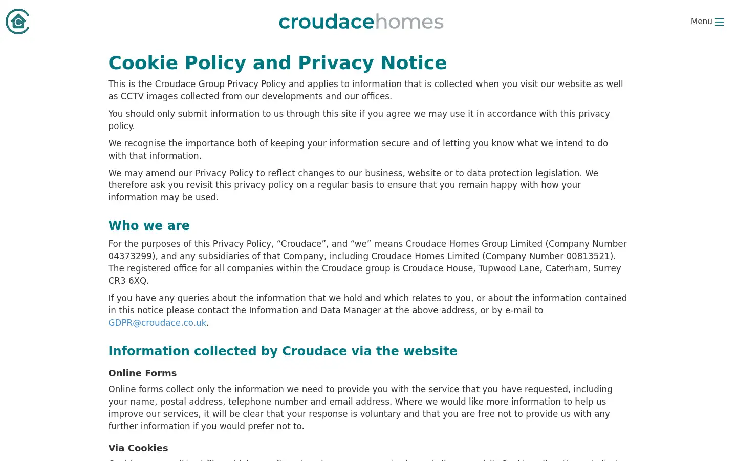 Screenshot of croudacehomes.co.uk