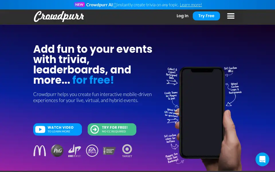 Screenshot of crowdpurr.com