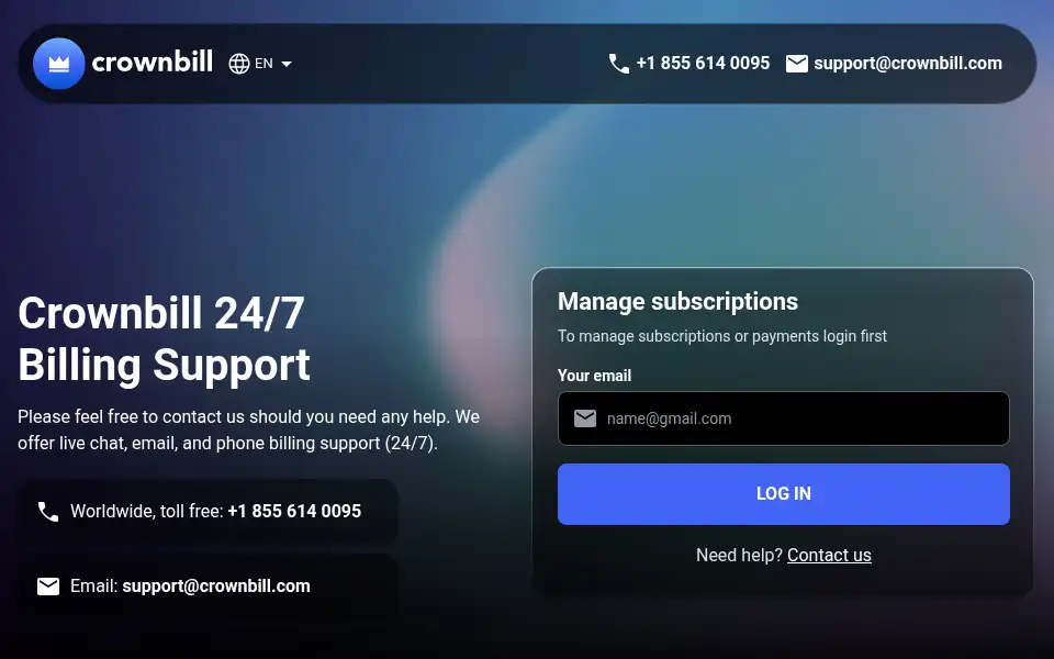 Screenshot of crownbill.com