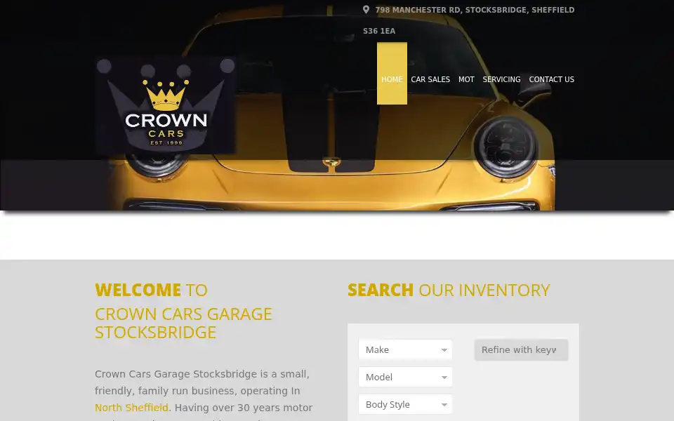 Screenshot of crowncarsgarage.co.uk
