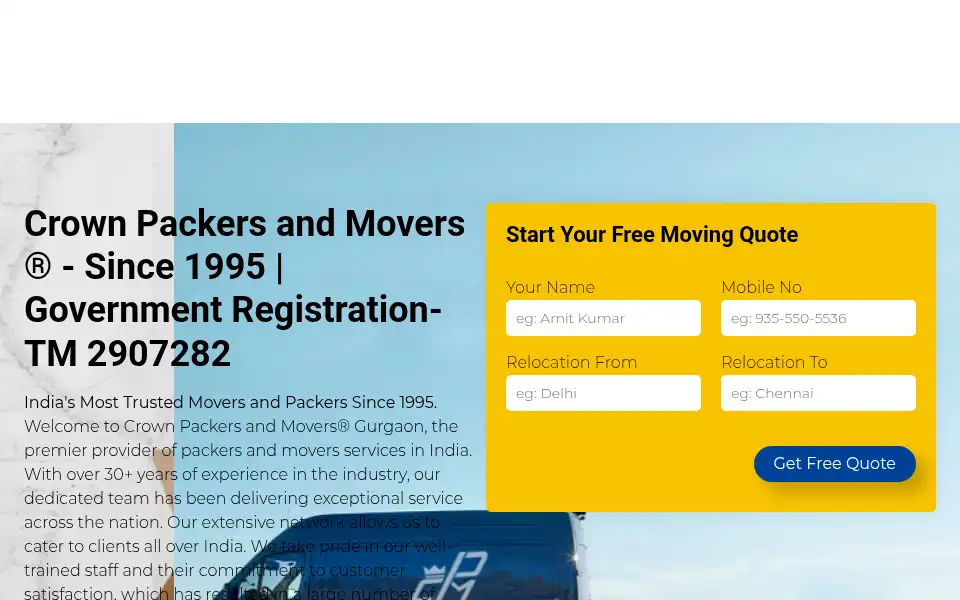 Screenshot of crownpackersandmovers.in