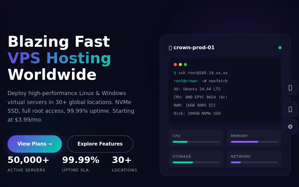 Screenshot of crownvps.net