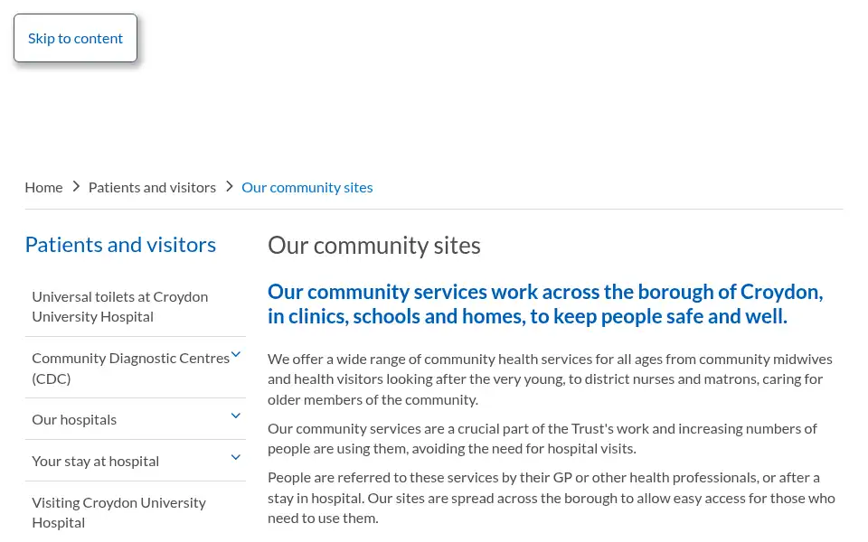 Screenshot of croydonhealthservices.nhs.uk