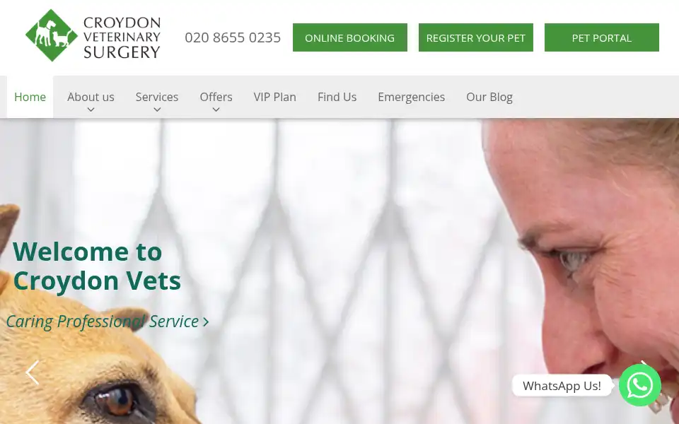 Screenshot of croydonvets.co.uk