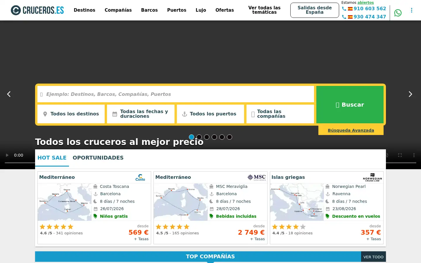 Screenshot of cruceros.es