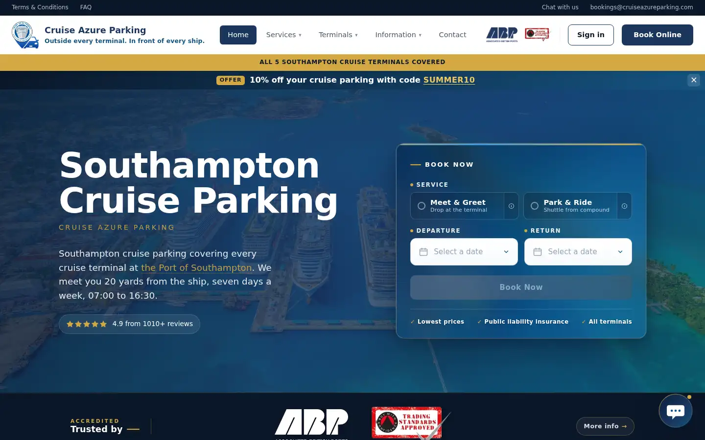 Screenshot of cruiseazureparking.com