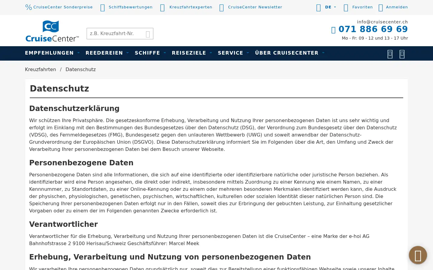Screenshot of cruisecenter.ch