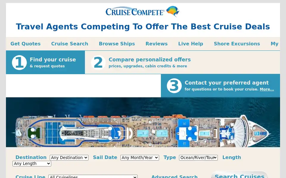 Screenshot of cruisecompete.com