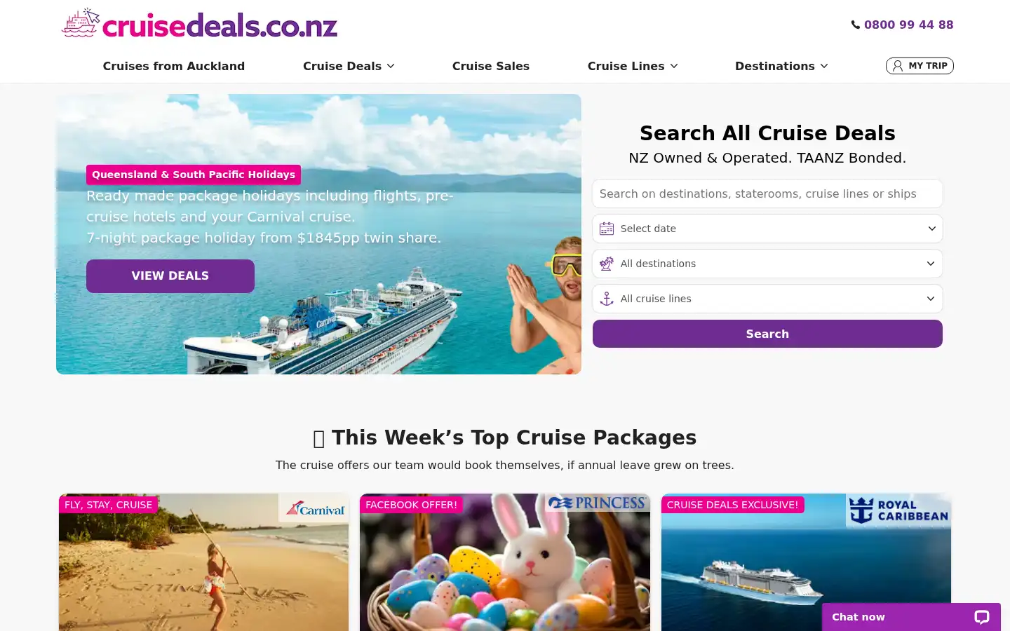 Screenshot of cruisedeals.co.nz
