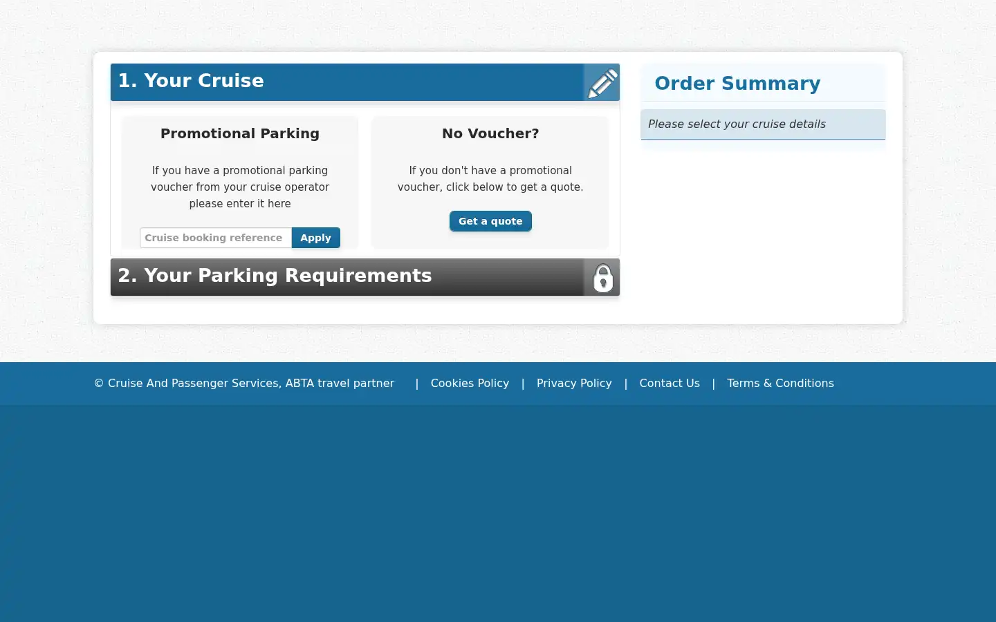 Screenshot of cruiseparking.co.uk