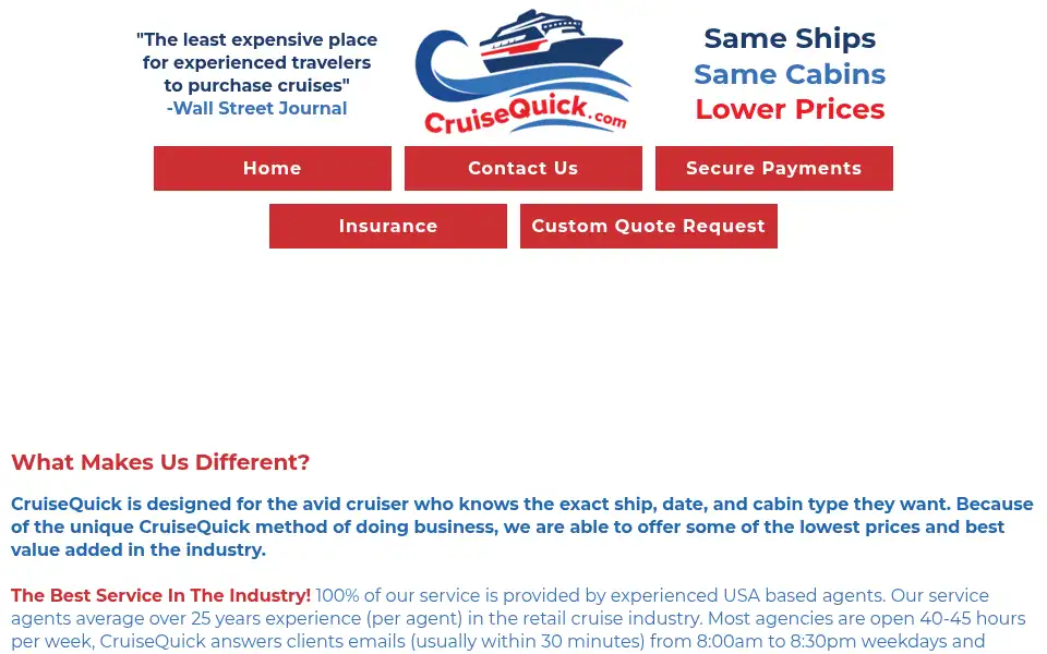 Screenshot of cruisequick.com