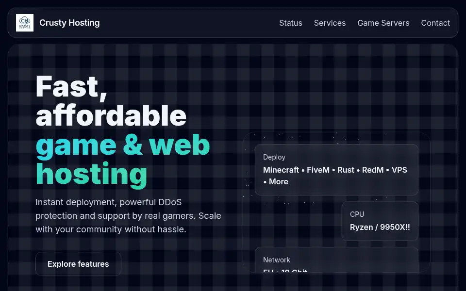 Screenshot of crustyhosting.com