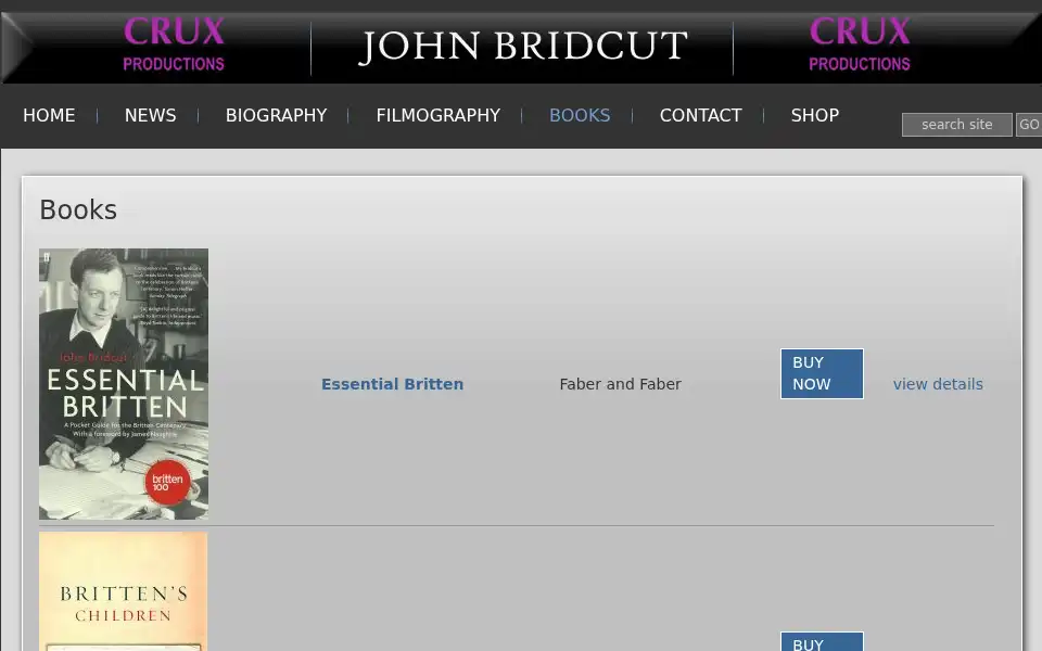 Screenshot of cruxproductions.co.uk